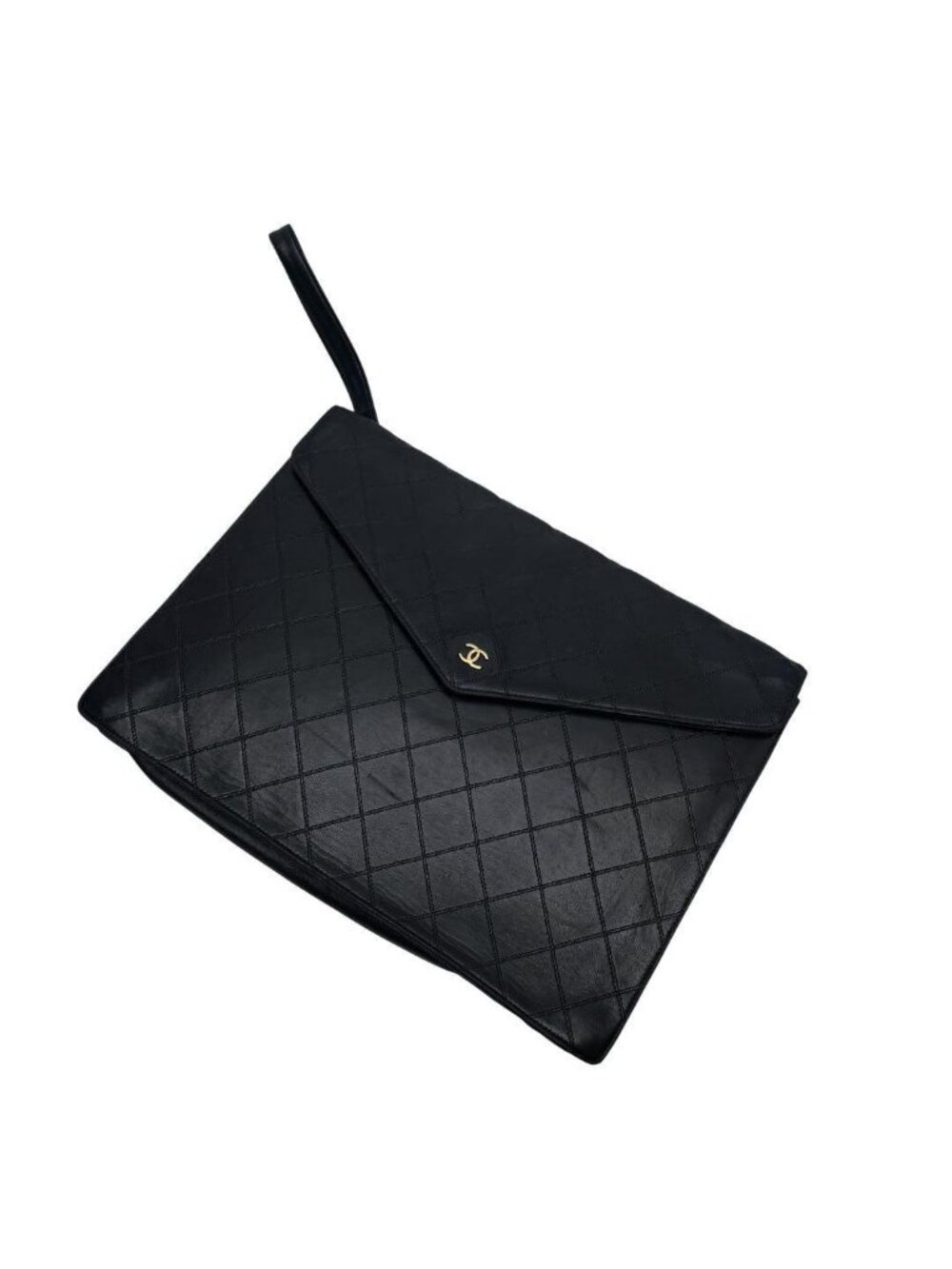 Chanel Bicolor Quilted Lambskin Clutch Hand Leather